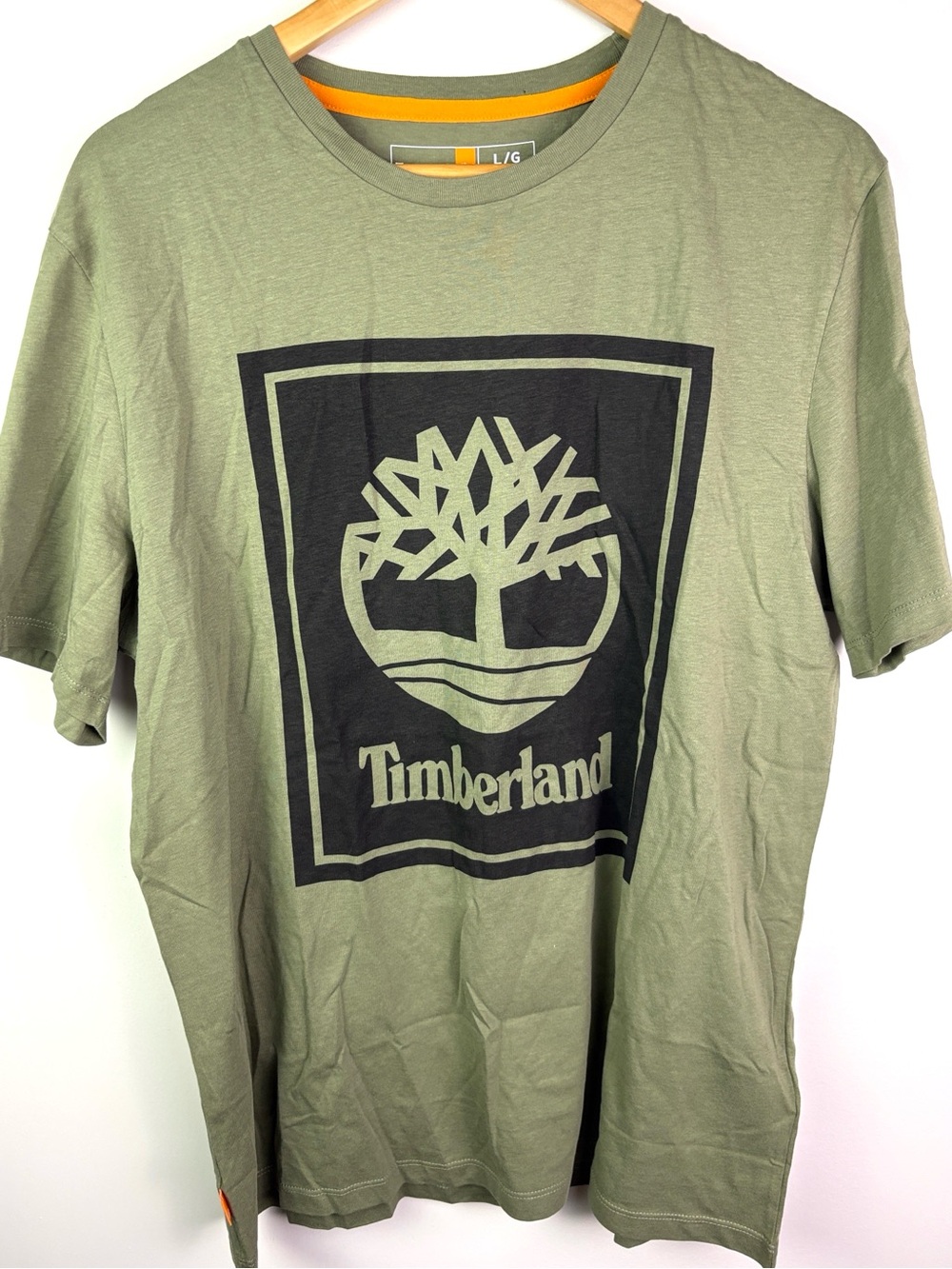 NWT Timberland Olive Green Short Sleeve Logo Tee 100% cotton size L